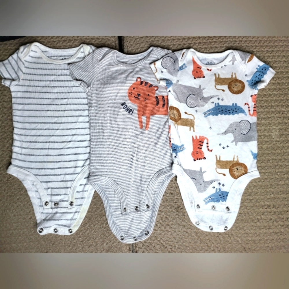 3pk Child of Mine by Carter's Animal Print Baby Boy Bodysuits, Size 3-6 M